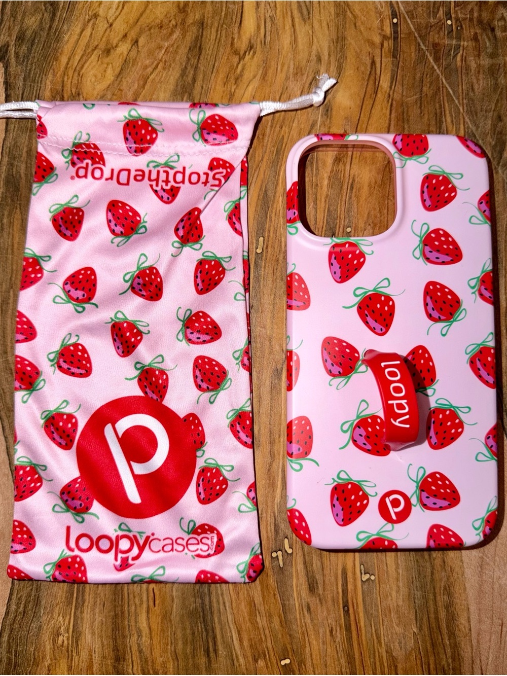 Loopy Case Pink Strawberry Print Phone Cover for iPhone 13 Pro Max & 12 Pro Max